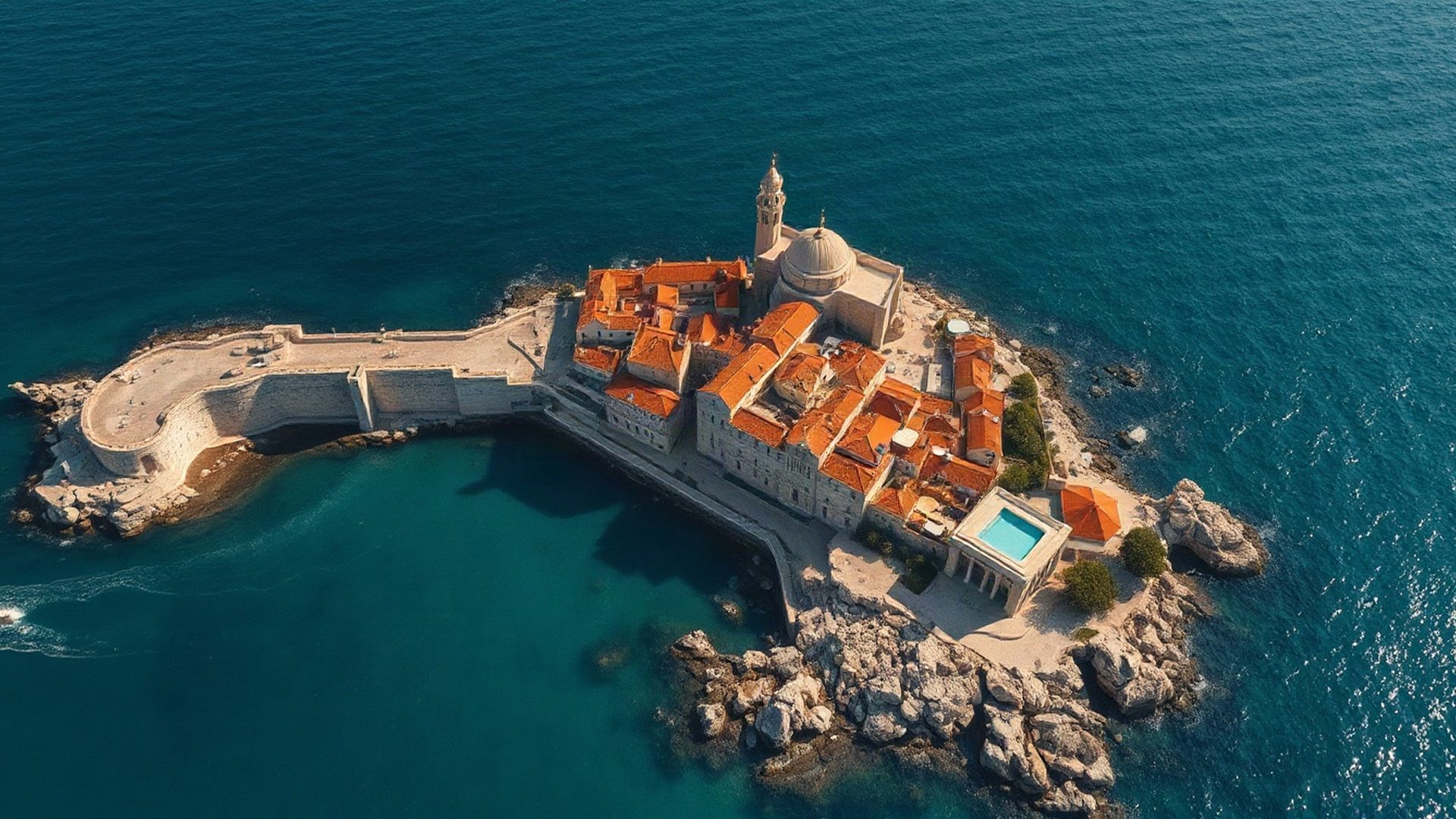 Pogled iz zraka na obalu Pule i azurni Jadran